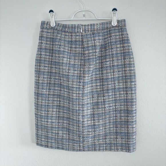 Banana Republic Light Blue Plaid Tweed Pencil Skirt - Picture 6 of 10
